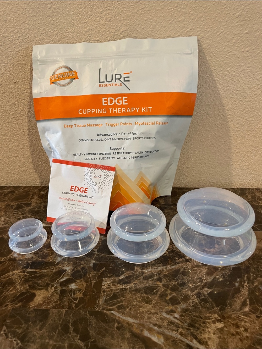 EDGE Cupping Therapy Kit by Lure Essentials - Clear Silicone Set